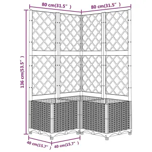 Berkfield Garden Planter with Trellis Black 80x80x136 cm PP