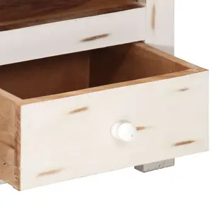 Berkfield TV Cabinet Solid Wood Acacia 110x30x40 cm White