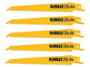 5 x Dewalt DT2359-QZ Bi-Metal Reciprocating Blade for Wood with Nails 152mm