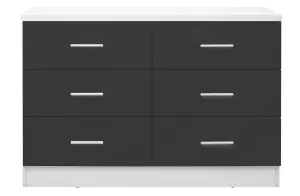 REFLECT XL 6 Drawer Chest of Drawers in Gloss Grey Fronts and Matt White Carcass