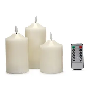 ValueLights Flickering Candle 3 Set Ivory Light Decoration