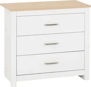 Portland 3 Drawer Chest in White with Oak Effect Finish