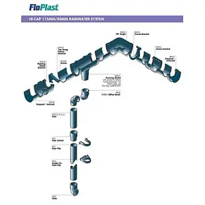 FloPlast Hi-cap Black Half round Running Gutter outlet, (L)142mm (Dia)115mm