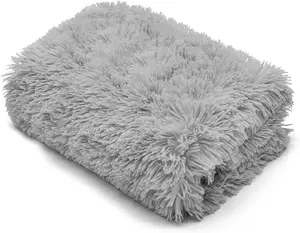 Teddy Fur Throw Blanket With Reversible Plain Sherpa Teddy Fleece Luxury Fluffy Fur Throw Blanket