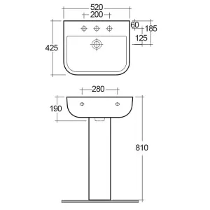 RAK S600 Close Coupled Toilet WC w/ Wrap Over Seat and Pedestal & Basin Set