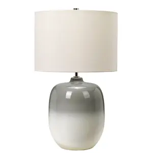 Table Lamp Ivory Shade Light Grey / Chalk White LED E27 60W Bulb