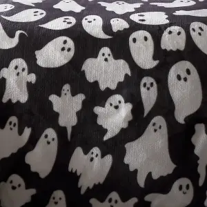 Spooky Ghosts Plush Fleece Grey Duvet Cover Set