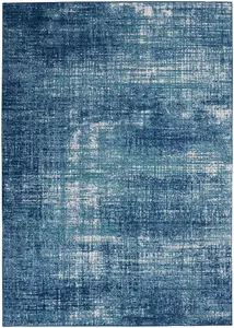 Blue Modern Easy to Clean Abstract Rug for Living Room, Bedroom, Dining Room - 229cm X 300cm