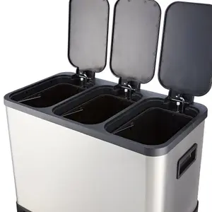 Kitchen Bin Recycling 3 Compartments 24 Litre Rubbish Pedal Bin