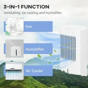 Portable Air Cooler with Humidifier, Remote, Timer, Oscillation, Ice Packs