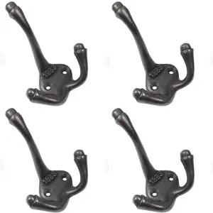 CAST IRON 1883 ANTIQUE TRIPLE COAT HOOK WITH A PAIR OF MATCHING WOODSCREWS (PACK OF 4)