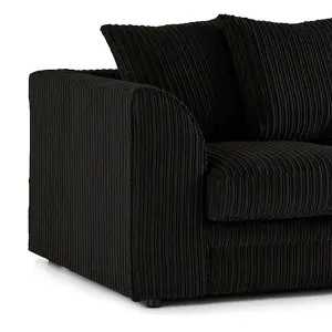 Luxor Jumbo Cord 2 + 1 + 1 Fabric 3 Piece Sofa Suite - Scatter Back Black