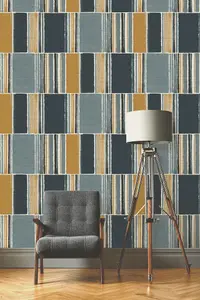 Rasch Florentine Contemporary Colour Blocks Cool Blue Multi Wallpaper