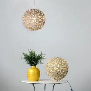 ValueLights Moroccan Contemporary Moroccan Style Shabby Chic Cream Metal Jewelled Ball Ceiling Pendant Light Shade