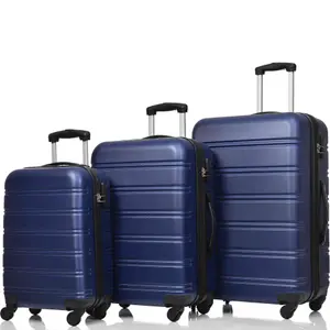 ABS Hard Shell Travel Trolley Suitcase 4 Wheel Luggage Set Hand Luggage 24 Inch Deep Blue