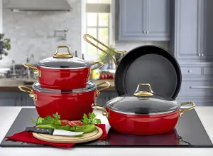 Rozi Grande Collection 7-Piece Non-Stick Granite Cookware Set