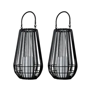 Miss Black 22Cm H Battery Powered Integrated LED Outdoor Lantern (Set of 2)