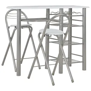 Berkfield 3 Piece Bar Set with Shelves Wood and Steel White