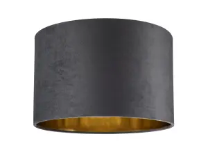 GoodHome Bodmin Charcoal Gold effect Round Lamp shade (D)30cm