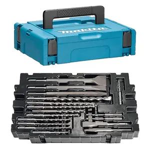 Makita 17 Piece SDS Plus Drill Bit + Bullet Cold Flat Chisel Set + Makpac 1 Case