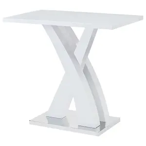 Axara White High Gloss Bar Table With 4 Ripple Black Stools