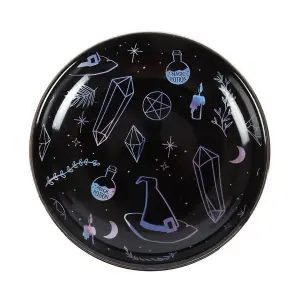 Something Different Crystal Witch Print Trinket Dish Black/Blue (One Size)