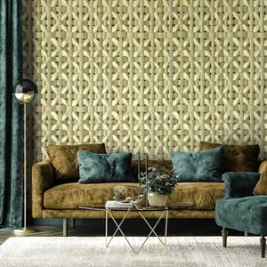 Galerie Pepper Seta Yellow Glitter Octogonal Honeycomb Wallpaper