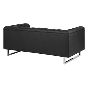 2 Seater Faux Leather Sofa Black VISSLAND