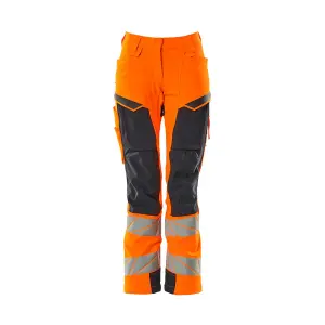 Mascot Accelerate Safe Ladies Diamond Fit Trousers with Kneepad Pockets - Hi-Vis Orange/Navy  (50.5) (Leg Length - Regular)