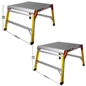 Excel 600 x 600mm Fiberglass Heavy Duty Platform Folding Hop Up Pack of 2