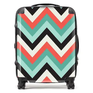 Geometric Colored Chevron Pattern Suitcase - Large