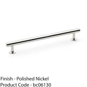 Round T Bar Pull Handle - Polished Nickel 192mm Centres SOLID BRASS Drawer Door