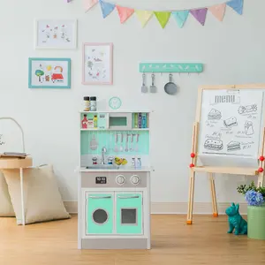 Teamson Kids Little Chef Madrid Classic Interactive Wooden Play Kitchen, Grey