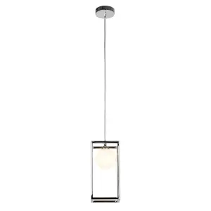 Luminosa Industrial And Retro Hanging Pendant Chrome 1 Light  with Glass Shade, G9