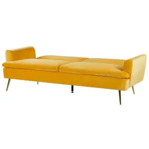 Beliani Modern Sofa Bed VETTRE Yellow Velvet