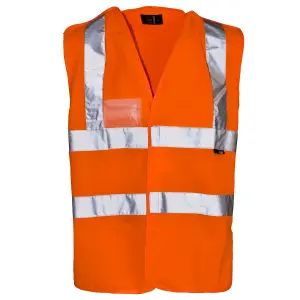 Hi-Vis Vest Ora 2Band braced Velcro Shoulder and on sides 120 GSM EN471-With ID-M