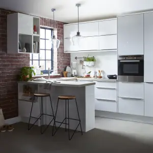 GoodHome Alisma High gloss white slab High gloss white Appliance Cabinet door (W)600mm (H)626mm (T)18mm