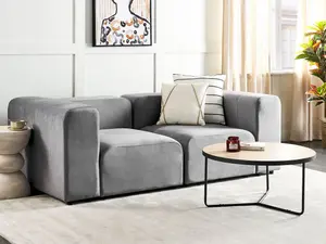 2 Seater Modular Velvet Sofa Grey FALSTERBO