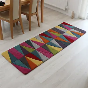 Funk Triangles Rug Multi Colour Rug 70x200 Runnercm for the Living Room