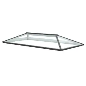 Atlas Grey on White Contemporary Roof lantern with Self Clean Solar Blue glass, (L)1.75m (W)1.5m (H)460mm