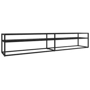 Berkfield TV Cabinet Black Marble 220x40x40.5 cm Tempered Glass