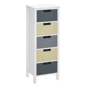 HOMCOM Simple Chest of 5 Drawers Storage Cabinet for Dining & Living Room