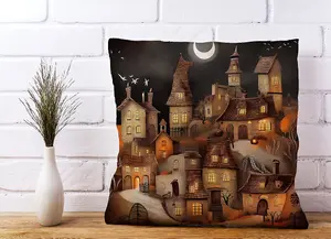 Spooky Halloween Village Cushions 60cm x 60cm