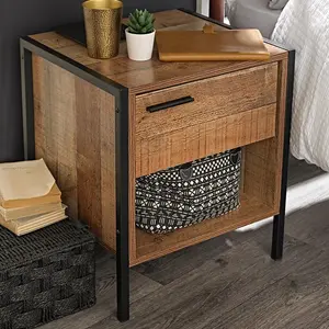 Leola 1 Drawer Bedside Table Brown