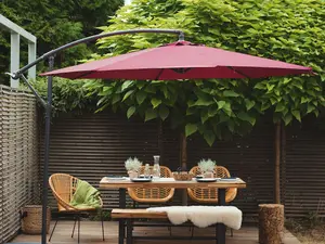 Cantilever Garden Parasol 3 m Burgundy RAVENNA