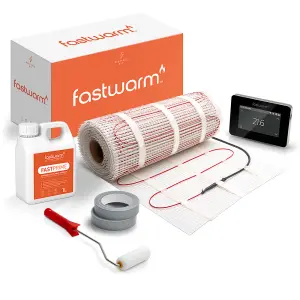 Fastwarm 150W Electric Underfloor Heating Mat Kit - 2.5m - Touch Black Thermostat