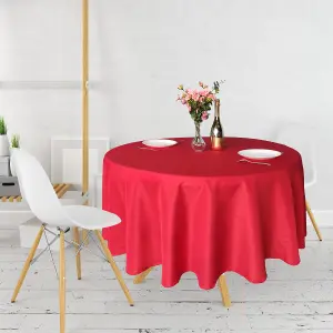 Neel Blue Polyester Tablecloth Round 90" - Red 5 pieces