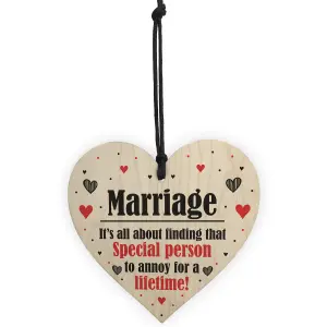 Marriage Special Person To Annoy For A Lifetime Funny Wood Heart Anniversary Gift