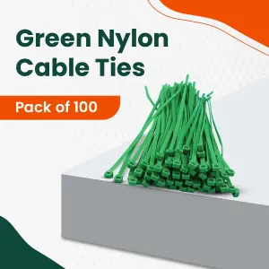 HomeSmart 100 Pack Green Nylon Cable Ties 300mm x 4.8mm Extra Strong Self-Locking Garden Cable Ties