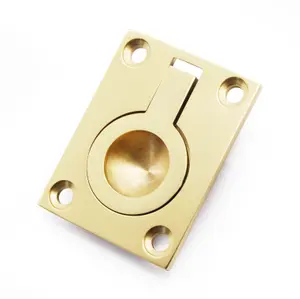 AFIT Polished Brass Flush Ring Cabinet Door Pull 50 x 38mm